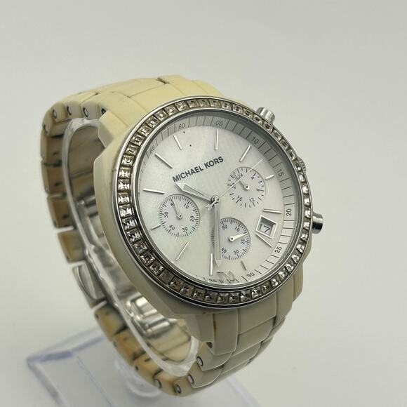 Michael Kors Runway MK-5079 White Acrylic Band Women’s Watch New Battery main image 7